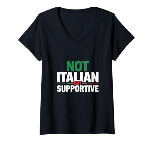 Damen Love Italians Quotes Italy Flag Nicht italienisch, Aber unterstützend T-Shirt mit V-Ausschnitt Damen Love Italians Quotes Italy Flag Nicht italienisch, Aber unterstützend T-Shirt mit V-Ausschnitt von Italy Flag Shirt Not Italian But Supportive Shirt