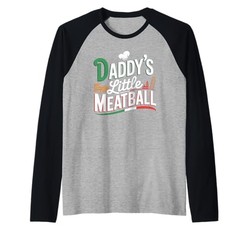 Lustiger Spruch Daddys Little Meatball Cute Witz Damen Herren Raglan von Italy Food Humor Italian Family Chef Pasta Love