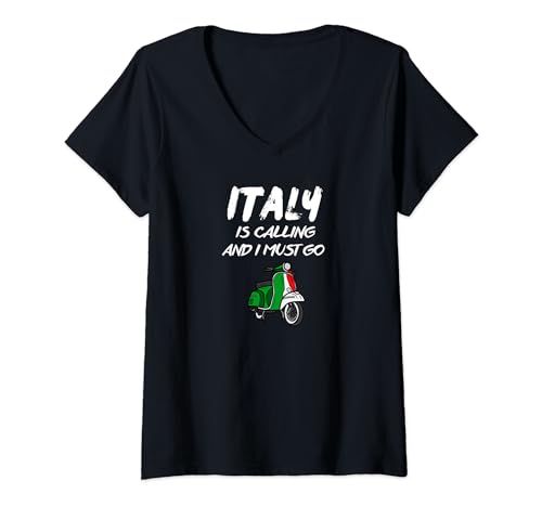 Damen Italy Is Calling and I Must Go T-Shirt mit V-Ausschnitt Damen Italy Is Calling and I Must Go T-Shirt mit V-Ausschnitt von Italy Is Calling and I Must Go Travel Design