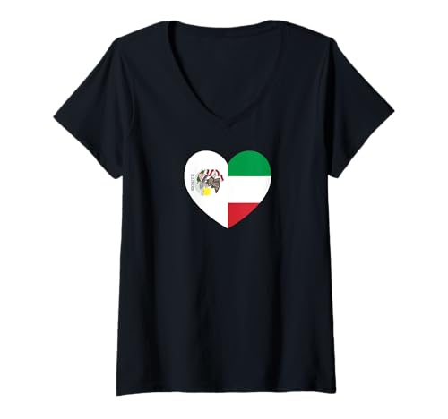Damen Illinois and Italy Flags: Heart Shaped Unity T-Shirt mit V-Ausschnitt Damen Illinois and Italy Flags: Heart Shaped Unity T-Shirt mit V-Ausschnitt von Italy Love Pride Merch