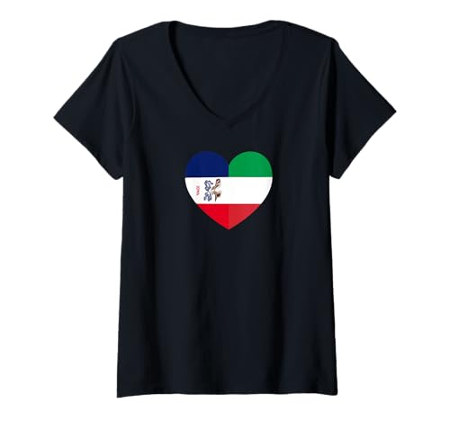 Damen Iowa and Italy Flags: Heart Shaped Unity T-Shirt mit V-Ausschnitt Damen Iowa and Italy Flags: Heart Shaped Unity T-Shirt mit V-Ausschnitt von Italy Love Pride Merch