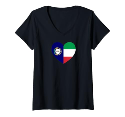 Damen Kentucky and Italy Flags: Heart Shaped Unity T-Shirt mit V-Ausschnitt Damen Kentucky and Italy Flags: Heart Shaped Unity T-Shirt mit V-Ausschnitt von Italy Love Pride Merch