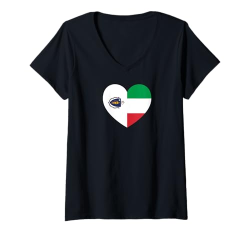 Damen Massachusetts and Italy Flags: Heart Shaped Unity T-Shirt mit V-Ausschnitt Damen Massachusetts and Italy Flags: Heart Shaped Unity T-Shirt mit V-Ausschnitt von Italy Love Pride Merch