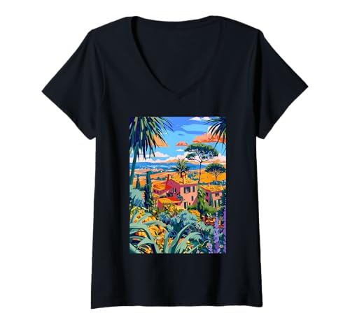 Damen Italien Maremma Art T-Shirt mit V-Ausschnitt von Italy Minimalist Graphics Arts (Maremma)