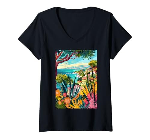Damen Italien Maremma Travel Art T-Shirt mit V-Ausschnitt von Italy Minimalist Graphics Arts (Maremma)