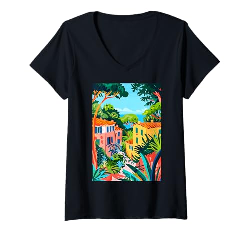 Damen Maremma Art Italien T-Shirt mit V-Ausschnitt von Italy Minimalist Graphics Arts (Maremma)