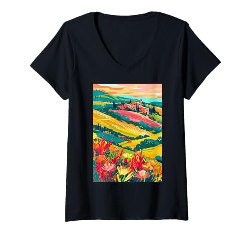 Damen Maremma Art Italien Thema T-Shirt mit V-Ausschnitt von Italy Minimalist Graphics Arts (Maremma)
