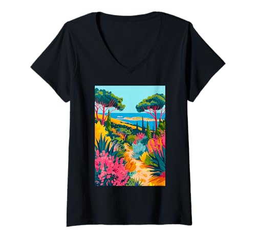 Damen Maremma Italien Ästhetische Kunst T-Shirt mit V-Ausschnitt von Italy Minimalist Graphics Arts (Maremma)