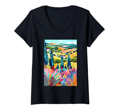 Damen Maremma Italien Themenkunst T-Shirt mit V-Ausschnitt von Italy Minimalist Graphics Arts (Maremma)