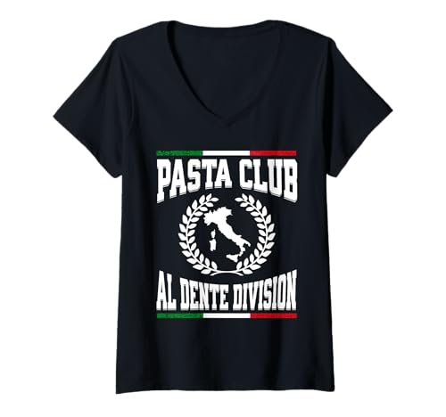 Damen Pasta Club Al Dente Division Lustige italienische Pastaliebhaber T-Shirt mit V-Ausschnitt Damen Pasta Club Al Dente Division Lustige italienische Pastaliebhaber T-Shirt mit V-Ausschnitt von Italy Pasta Funny Food Varsity Style