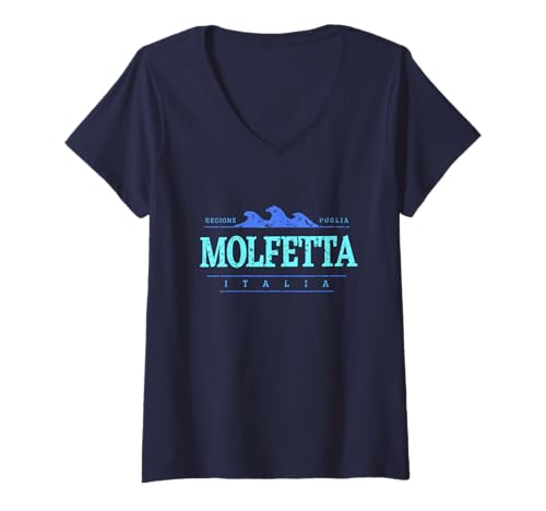 Damen Molfetta Italia | Molfetta Puglia Italien Shoreline T-Shirt mit V-Ausschnitt von Italy Shoreline Apparel