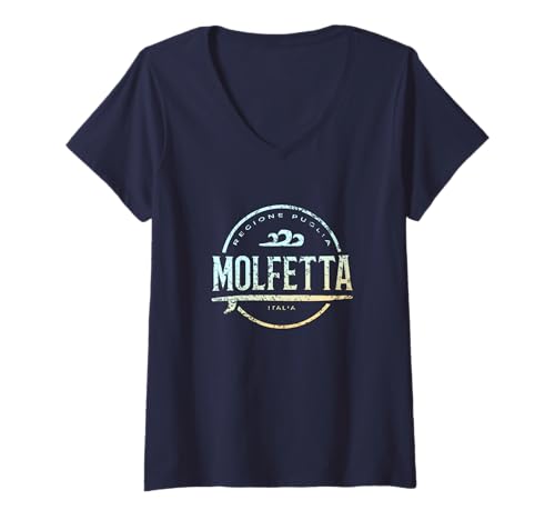 Damen Molfetta Italien - Retro Molfetta Italia Vintage Surf T-Shirt mit V-Ausschnitt von Italy Shoreline Apparel