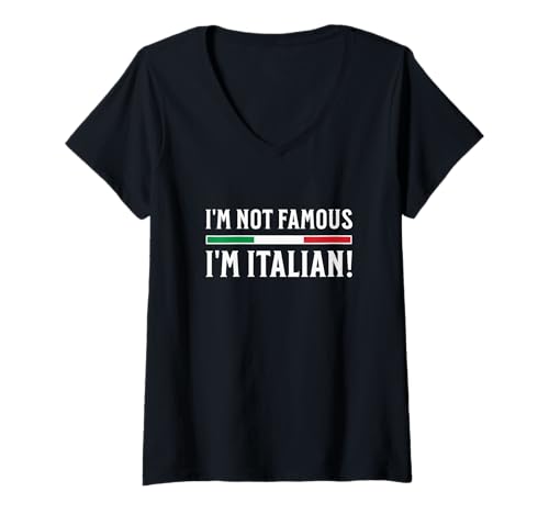 Damen I'm Not Famous Im Italian T-Shirt mit V-Ausschnitt von Italy & Co.