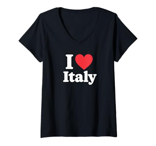 Damen Ich Liebe Italien T-Shirt mit V-Ausschnitt von Italy & Co.