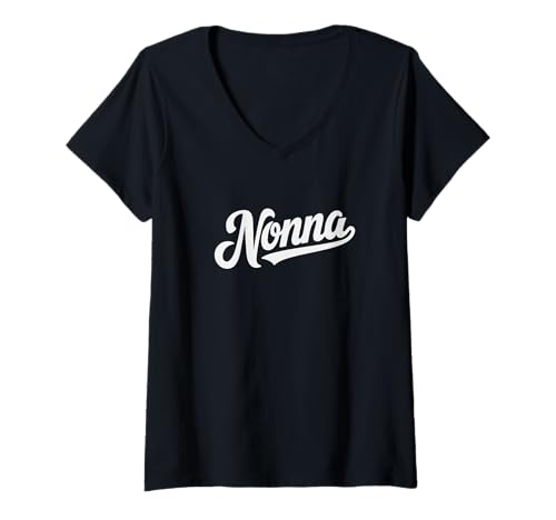 Damen Nonna Cursive T-Shirt mit V-Ausschnitt von Italy & Co.