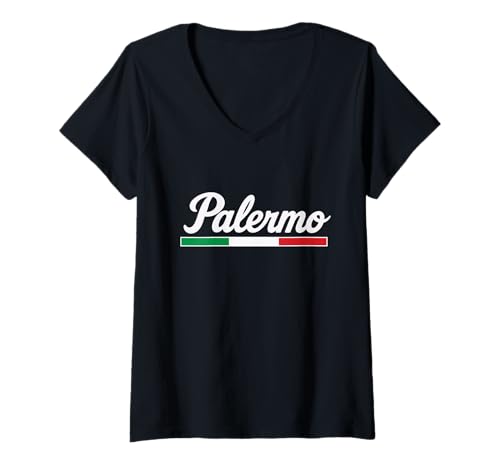 Damen Palermo Kursiv T-Shirt mit V-Ausschnitt von Italy & Co.