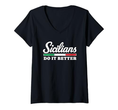 Damen Sizilianer Machen es Besser T-Shirt mit V-Ausschnitt von Italy & Co.
