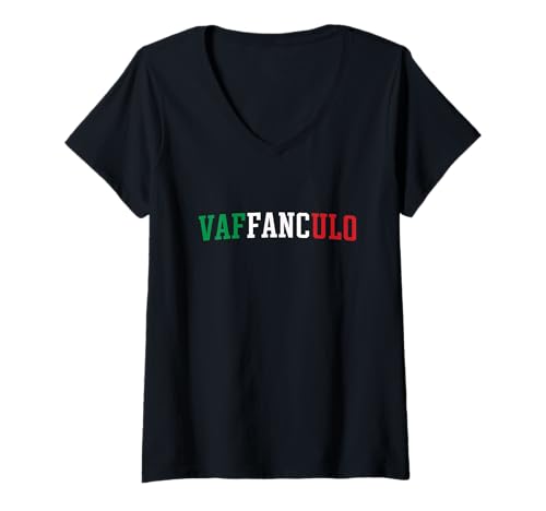 Damen Vaffanculo Klassik T-Shirt mit V-Ausschnitt von Italy & Co.