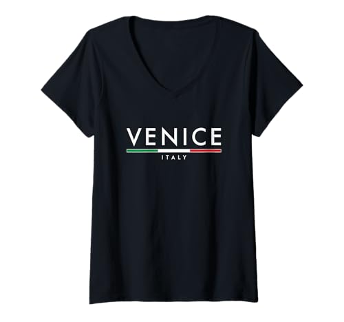 Damen Venedig Italien Minimalistisch T-Shirt mit V-Ausschnitt von Italy & Co.