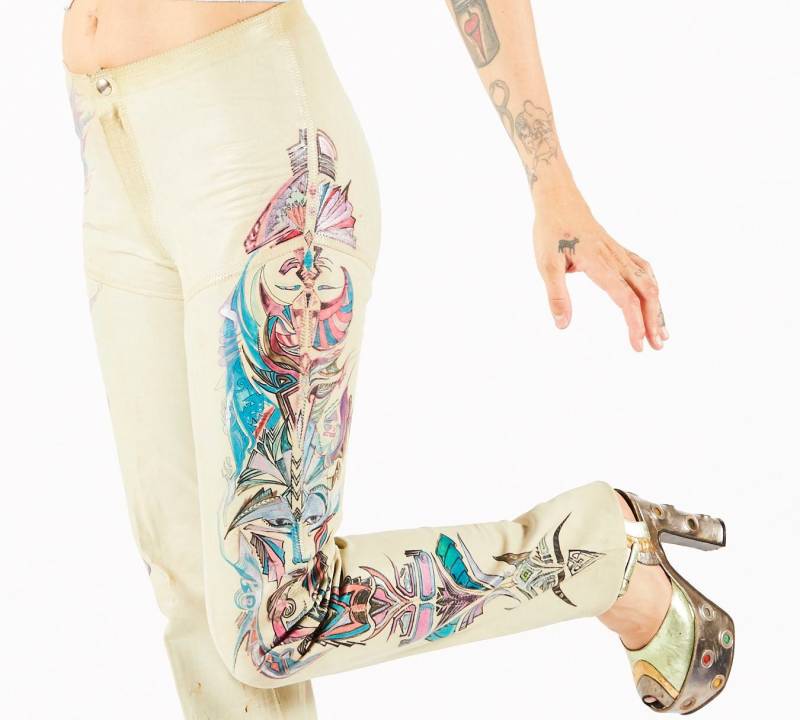 Jahrgang Unbeschriftete Unikat Handgemalt Beige Leder Hose New York Nyc 70Er Jahre - Jj Flash Jumpin " Jack Restposten Jahrgang Unbeschriftete Unikat Handgemalt Beige Leder Hose New York Nyc 70Er Jahre - Jj Flash Jumpin " Jack Restposten von Items111111111