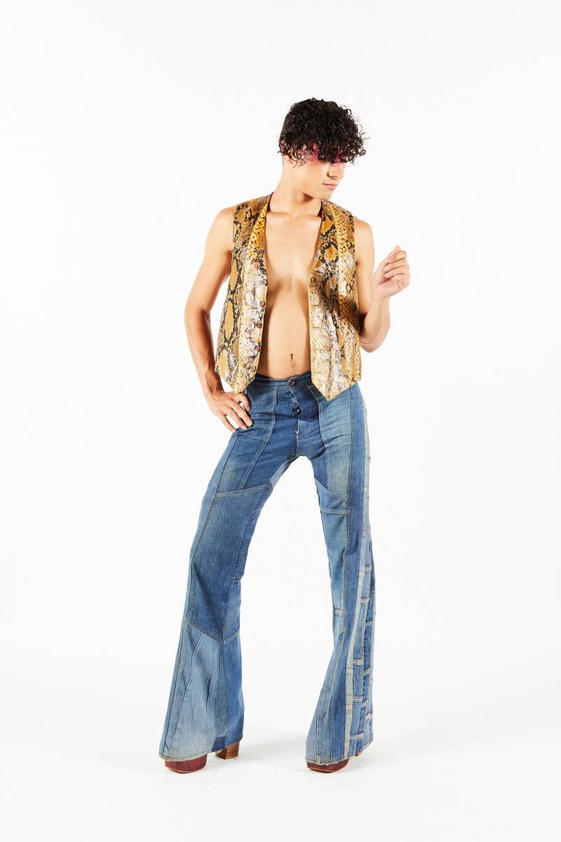 Schlangenleder Vintage Schlangenhaut Satin Weste 1970Er Jahre - Jumping Jack Flash-Nyc Restposten Glam-Rock-Weste Schlangenleder Vintage Schlangenhaut Satin Weste 1970Er Jahre - Jumping Jack Flash-Nyc Restposten Glam-Rock-Weste von Items111111111