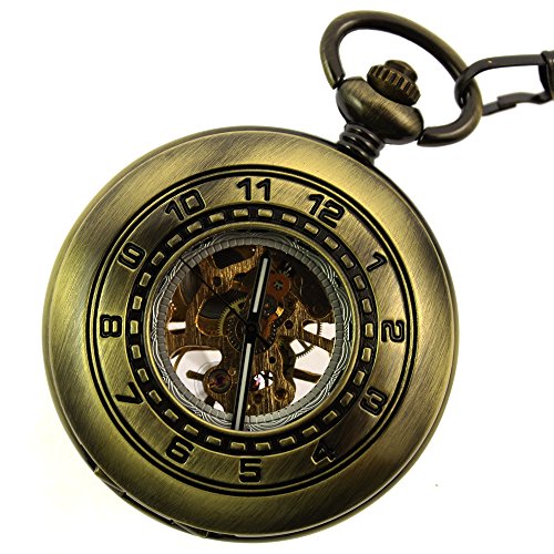 itemstoday, Bronze Hohl Antik Weiß Skelett Zifferblatt Steampunk Taschenuhr mit Mechanischem aufziehbar Bewegung itemstoday, Bronze Hohl Antik Weiß Skelett Zifferblatt Steampunk Taschenuhr mit Mechanischem aufziehbar Bewegung von Itemstoday