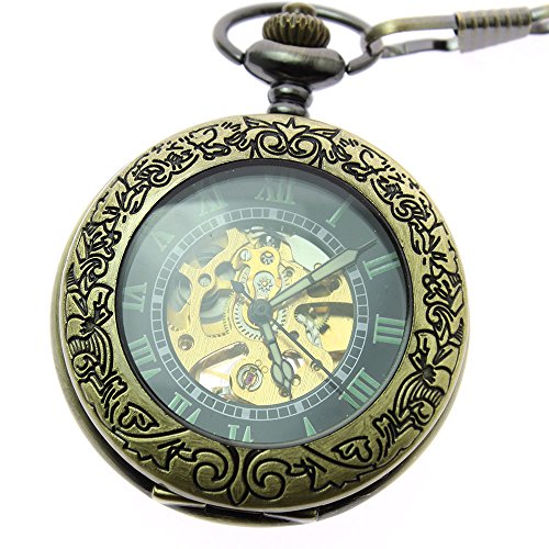 itemstoday Mechanische automatische Steampunk Hälfte Hunter Herren Taschenuhr mit Kette und Geschenk-Box itemstoday Mechanische automatische Steampunk Hälfte Hunter Herren Taschenuhr mit Kette und Geschenk-Box von Itemstoday