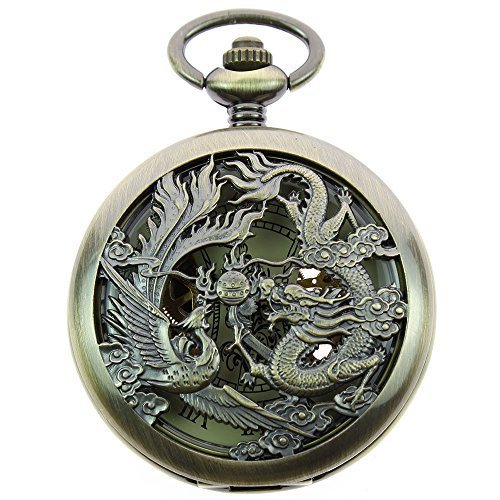 itemstoday Taschenuhr für Herren, Phoenix- und Drachen-Design, antiker Stil, römisches Zifferblatt, mechanisches und skelettiertes Uhrwerk itemstoday Taschenuhr für Herren, Phoenix- und Drachen-Design, antiker Stil, römisches Zifferblatt, mechanisches und skelettiertes Uhrwerk von Itemstoday