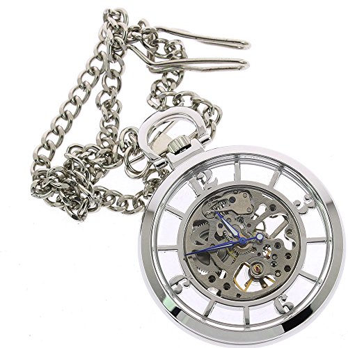 itemstoday transparent Silber Open Face Antik Herren Mechanische Taschenuhr mit Kette itemstoday transparent Silber Open Face Antik Herren Mechanische Taschenuhr mit Kette von Itemstoday