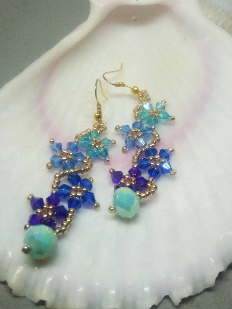 Bunte Blumen, Blumenohrringe, Sommerohrringe, Farbverläufe, Blumenschmuck, Blumenschmuck Bunte Blumen, Blumenohrringe, Sommerohrringe, Farbverläufe, Blumenschmuck, Blumenschmuck von IthildielArt
