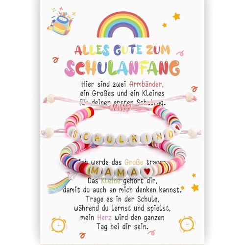 ItkFresh Geschenke zur Einschulung, Schulanfang Geschenke für Mädchen, Einschulungsgeschenke für Mädchen, Mutter Tochter Armband Einschulung von ItkFresh