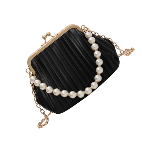Clutches Geldbörse Abendtasche Damen PU-Leder Handtaschen mit Kette Crossbody Schulter für Hochzeit Party Abschlussball Mode Handtasche Satchel Schulter, Schwarz , One Size von Itkcozcg