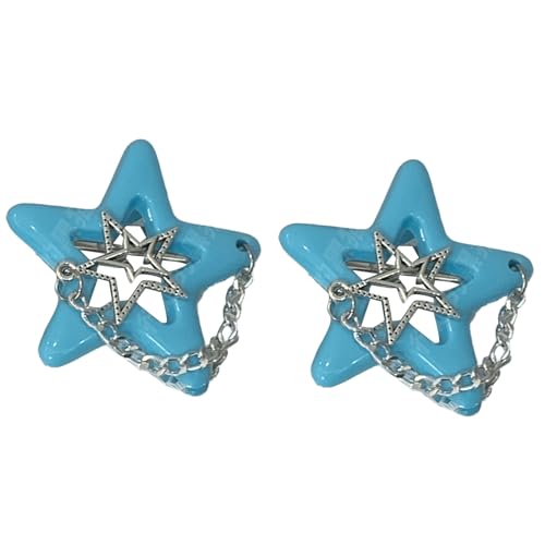Itkcozcg 1 x 2 x Stern-Haarspangen für Mädchen, schöne Accessoires, rutschfeste dekorative Kette von Itkcozcg
