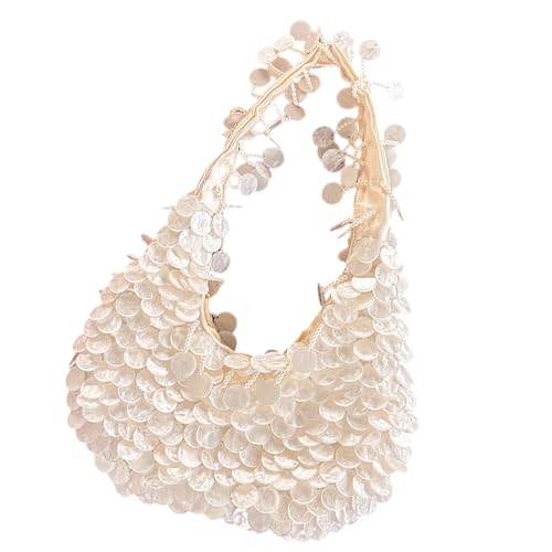 Itkcozcg 2. Handgewebte PVC-Umhängetasche, umwandelbare Clutch für besondere Anlässe und Reisen, elegante Partytaschen mit Perlen von Itkcozcg