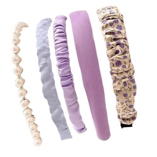 Itkcozcg 5 Stück Französische Retro-Perlen Stirnbänder Set Weich Gepolstert Haarschmuck für Frauen Hochzeiten Partys Alltag von Itkcozcg