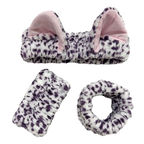 Itkcozcg Beliebtes pelziges Plüsch-Haarband und Handgelenk-Waschband für Damen, für den täglichen Gebrauch, Gesichtswäsche, Make-up, Anwendung von Itkcozcg