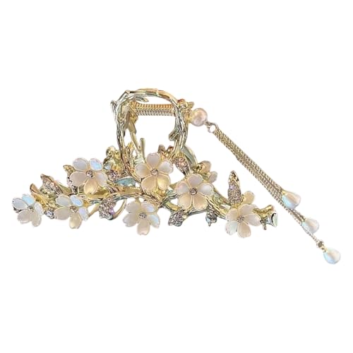 Itkcozcg Blumen-Haarspange mit Strasssteinen und baumelnden Perlen für Frauen, sicherer Dutt-Halter, antikes Haarstyling Itkcozcg Blumen-Haarspange mit Strasssteinen und baumelnden Perlen für Frauen, sicherer Dutt-Halter, antikes Haarstyling von Itkcozcg