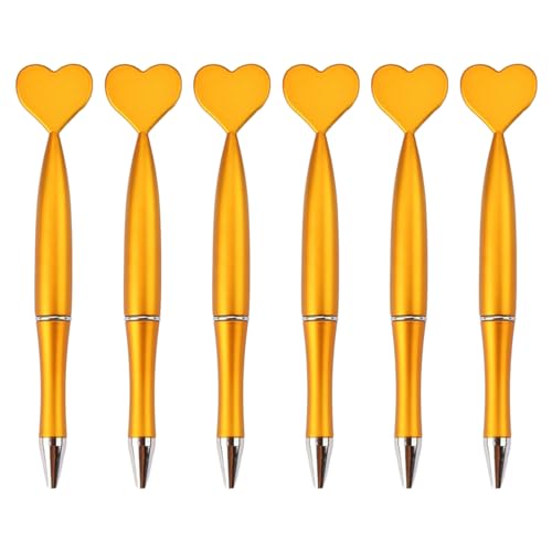 Itkcozcg Bürobedarf, 6 Stück schwarze Kugelschreiber, 1,0 mm, Bürostifte, herzförmige Stifte, Hochzeitsstifte, Schreibwaren, Schule, Bürobedarf, gold, 13,5 cm, Bürobedarf Itkcozcg Bürobedarf, 6 Stück schwarze Kugelschreiber, 1,0 mm, Bürostifte, herzförmige Stifte, Hochzeitsstifte, Schreibwaren, Schule, Bürobedarf, gold, 13,5 cm, Bürobedarf von Itkcozcg