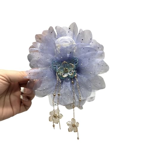 Itkcozcg Elegante Fransen-Haarklammer mit Netz-Design für Frauen und Mädchen, starker Halt, Haar-Accessoire, weicher Stoff von Itkcozcg