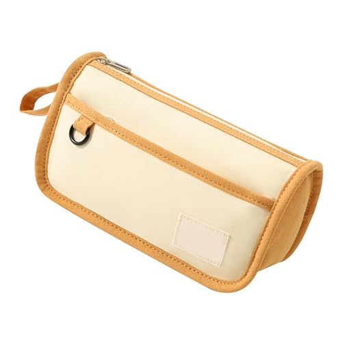 Itkcozcg Federmäppchen aus Segeltuch, großes Fassungsvermögen, Federmäppchen, ästhetisches Federmäppchen, Stiftebeutel, Schreibtisch-Organizer, braun, 21x9x11cm von Itkcozcg