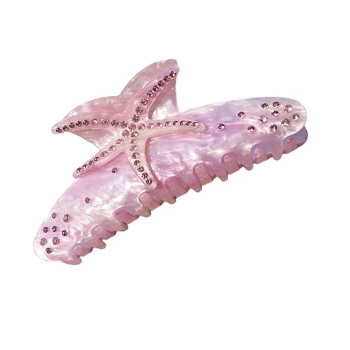 Itkcozcg Große Haarspange mit Strass verziert und Seesterne, praktischer Acryl-Haarschmuck für Frauen von Itkcozcg