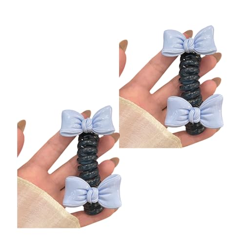 Itkcozcg Haargummis mit Spiralen und Schleife, Pferdeschwanz-Halter, Haargummis für Mädchen, Haar-Accessoires, Kinder-Haarschleifen für den täglichen Gebrauch und von Itkcozcg