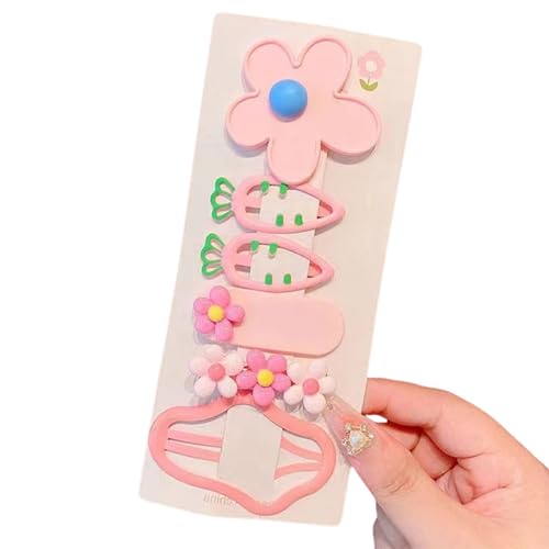 Itkcozcg Haarspangen für kleine Mädchen, Blumen- und Karotten-Design, sichere Haarspangen, Haar-Accessoires, 5 Stück von Itkcozcg