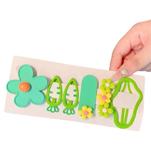 Itkcozcg Haarspangen für kleine Mädchen, Blumen- und Karotten-Design, sichere Haarspangen, Haar-Accessoires, 5 Stück von Itkcozcg