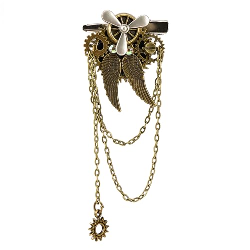 Itkcozcg Handgefertigte Punk Propeller Brosche Haarspange mit verstellbarer Kette, aufwendiges Metallgetriebe, Frauenhaar Itkcozcg Handgefertigte Punk Propeller Brosche Haarspange mit verstellbarer Kette, aufwendiges Metallgetriebe, Frauenhaar von Itkcozcg