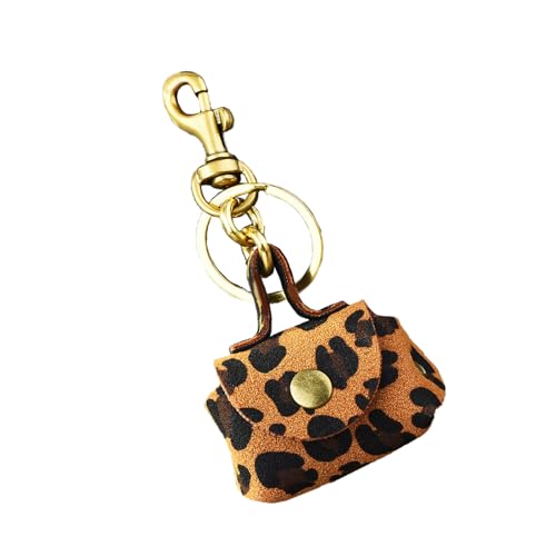 Itkcozcg Kompakte Münzbörse, Schlüsselanhänger, praktische Münzbörse, Schlüsselanhänger, Taschenanhänger für schnellen Zugriff auf wichtige Dinge, Leopardenmuster, Kaffeebraun, Länge 11 cm von Itkcozcg
