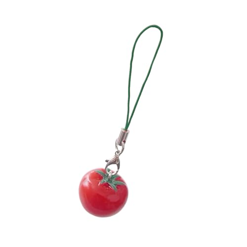 Itkcozcg Mehrzweckcharme Tomate Mit Grünen Blättern Und Mädchen Findet Keyring Mode Accessoire Für Trendige Frauen Damen Tomaten Telefon Charme von Itkcozcg