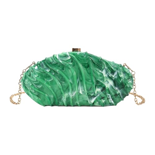 Itkcozcg Moderne Abendtasche aus Acryl mit unregelmäßiger Muschel, stilvolle Umhängetasche, Umhängetasche, Geldbörse für Modepersonen, Acryl-Handtasche, grün, One Size von Itkcozcg