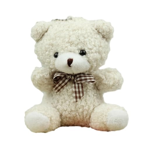Itkcozcg Modeschmuck, Plüsch-Schleife, Bär-Schlüsselanhänger, Cartoon-Tier-Anhänger, modischer Schlüsselanhänger für Paare, Schmuck für Rucksäcke und Handys, Off White1#, Height about 10 cm von Itkcozcg