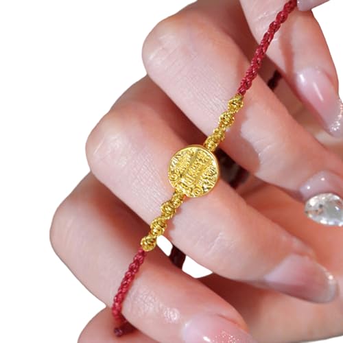 Itkcozcg Nachahmung Jades Perlen Armband Viel Glücksvermögen Handchain Für Frauen Modische Gewebte Rote Schnur Armband Handgelenk Schmuck Verstellbares Rotes Seilprofil von Itkcozcg